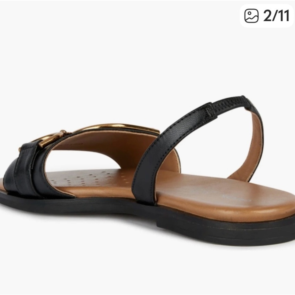 Geox Black Sandals with Gold Buckles - Picture 3 of 8